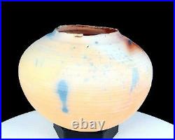 Adachi Signed Studio Art Pottery Saggar Fired Large 9 Vase 1992