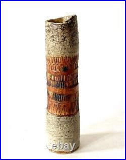 Alan Wallwork Studio Pottery Stoneware Cylinder Vase 22.5cm Height