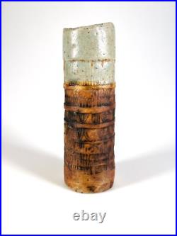 Alan Wallwork studio pottery totemic cylinder vase 1960s Greenwich England
