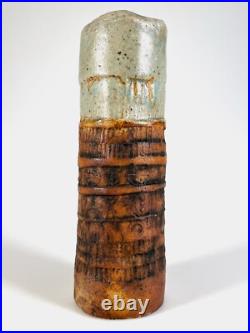 Alan Wallwork studio pottery totemic cylinder vase 1960s Greenwich England