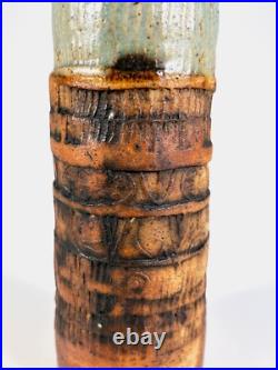 Alan Wallwork studio pottery totemic cylinder vase 1960s Greenwich England
