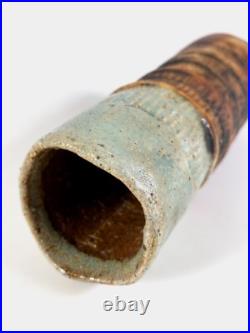 Alan Wallwork studio pottery totemic cylinder vase 1960s Greenwich England
