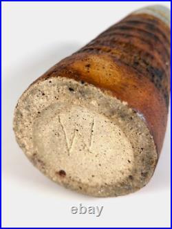 Alan Wallwork studio pottery totemic cylinder vase 1960s Greenwich England