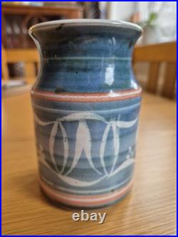 Aldermaston Pottery Vase 11.5cm c1965-75 Pat Smith Studio Stoneware Blue Wax