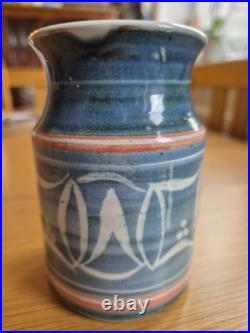 Aldermaston Pottery Vase 11.5cm c1965-75 Pat Smith Studio Stoneware Blue Wax