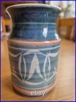 Aldermaston Pottery Vase 11.5cm c1965-75 Pat Smith Studio Stoneware Blue Wax