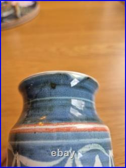 Aldermaston Pottery Vase 11.5cm c1965-75 Pat Smith Studio Stoneware Blue Wax