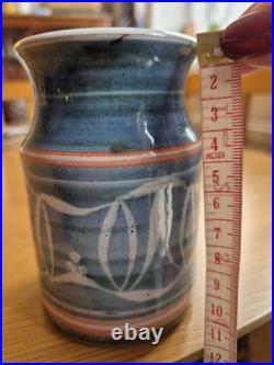 Aldermaston Pottery Vase 11.5cm c1965-75 Pat Smith Studio Stoneware Blue Wax