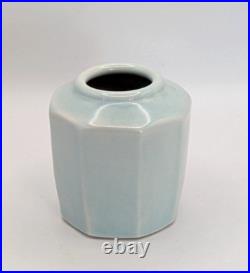 Amanda Brier Vase Faceted Celadon Stoneware Studio Pottery Vase