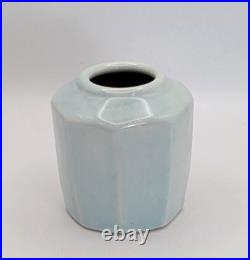 Amanda Brier Vase Faceted Celadon Stoneware Studio Pottery Vase