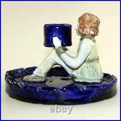 An unique antique Art Deco Studio Pottery novelty Figural Candlestick C. 1926