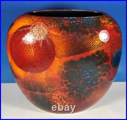 Anita Harris Art Pottery Unique Abstract Space Supernova X Large 11 Purse Vase