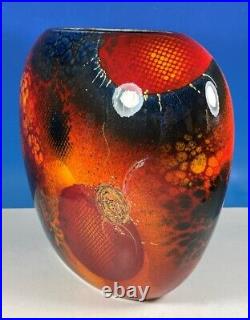 Anita Harris Art Pottery Unique Abstract Space Supernova X Large 11 Purse Vase