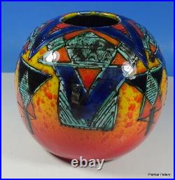 Anita Harris Studio Art Pottery Hand Painted AZTEC Large Globe Shape 1/1 Vase