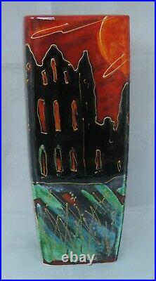 Anita Harris Whitby Abbey by Moonlight Vase signed in gold to base 25cm tall