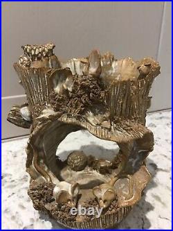 Anthea Johnson STUDIO POTTERY LOG WITH WOODLAND ANIMALS 19cm TALL