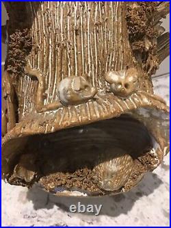 Anthea Johnson STUDIO POTTERY LOG WITH WOODLAND ANIMALS 19cm TALL