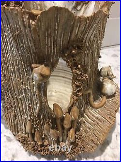 Anthea Johnson STUDIO POTTERY LOG WITH WOODLAND ANIMALS 19cm TALL