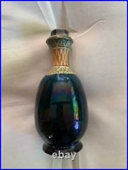 Antique Art Nouveau Studio Pottery Vase Sterling Silver Rim Nasturtium 1244
