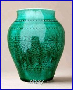 Antique Continental French Majolica Green Studio Art Pottery Vase Ceramic France