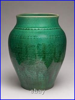 Antique Continental French Majolica Green Studio Art Pottery Vase Ceramic France