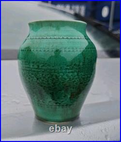 Antique Continental French Majolica Green Studio Art Pottery Vase Ceramic France
