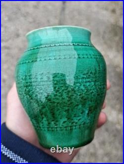 Antique Continental French Majolica Green Studio Art Pottery Vase Ceramic France