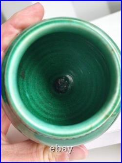 Antique Continental French Majolica Green Studio Art Pottery Vase Ceramic France