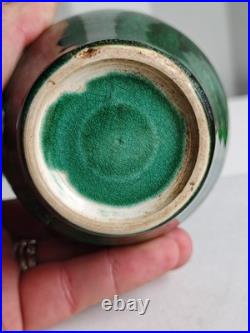 Antique Continental French Majolica Green Studio Art Pottery Vase Ceramic France