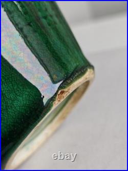 Antique Continental French Majolica Green Studio Art Pottery Vase Ceramic France