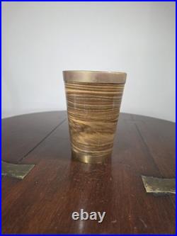 Antique Doulton Lambeth Agateware Metal Mounted Cup Engraved Shield Cartouche