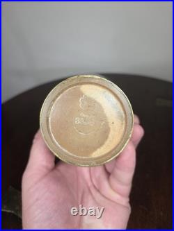 Antique Doulton Lambeth Agateware Metal Mounted Cup Engraved Shield Cartouche