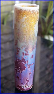 Antique French Pierrefonds Crystalline Glaze Art Deco Cylinder Vase