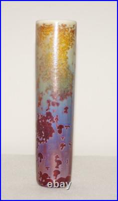 Antique French Pierrefonds Crystalline Glaze Art Deco Cylinder Vase