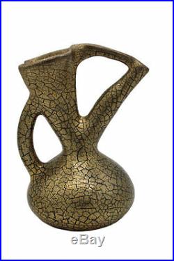 Antique c1900 Edmund Elton Sunflower Crackle Glaze Pottery Vase Jug Ewer