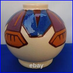 Art Deco French Simone Larrieu Signed Studio Pottery Vase Pot Made in France