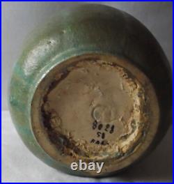 Art Deco Large Studio Pottery Vase Drip Wear Glaze green cream 1930s 8 tall vgc