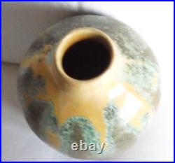 Art Deco Large Studio Pottery Vase Drip Wear Glaze green cream 1930s 8 tall vgc