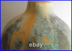 Art Deco Large Studio Pottery Vase Drip Wear Glaze green cream 1930s 8 tall vgc