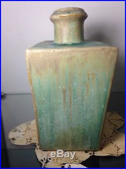 Art POTTERY Mid Century signed rare bottle Vase slip