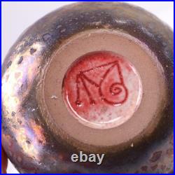 Art Pottery High Fired Vase Maker's Marked Mid Century Studio Pottery h14cm