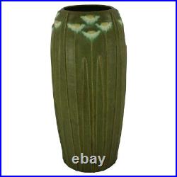 Arts And Clay Jemerick Pottery 1998 Grueby Green White Daisy Floor Vase