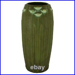 Arts And Clay Jemerick Pottery 1998 Grueby Green White Daisy Floor Vase