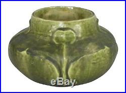 Arts And Crafts Studio Pottery Floral Organic Green Vase (Artist Signed)