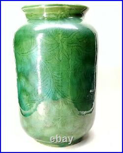 Arts and Crafts Studio pottery Green Glaze Ceramic Vase