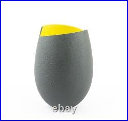 Ashraf Hanna Studio Art Pottery Textured Earthenware Vase Vessel Black/yellow