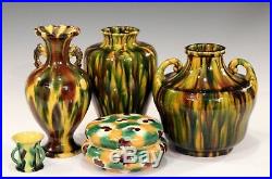 Awaji Pottery Art Deco Japanese Vintage Studio Muscle Vase Flambe Glaze C 1930
