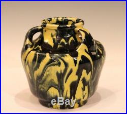 Awaji Pottery Art Deco Studio Japanese Marbled Metallic Yellow and Black Blended
