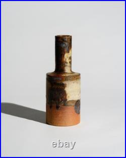 Axella Stoneware Brutalist Relief Vase Danish Modern Studio Pottery Denmark 60s