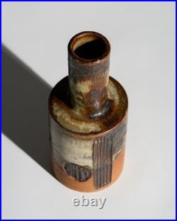 Axella Stoneware Brutalist Relief Vase Danish Modern Studio Pottery Denmark 60s